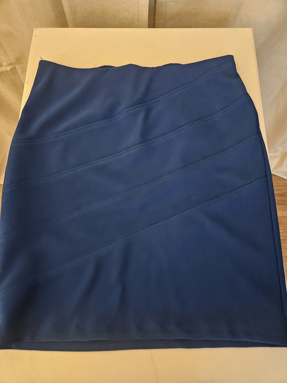 Women's Blue Diagonal Panel Pencil Skirt